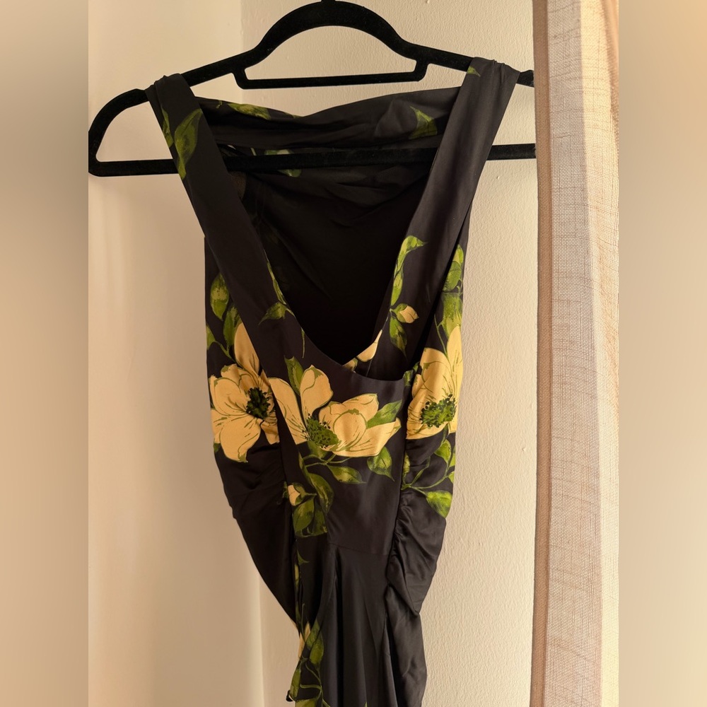 NEW Reformation Anaiis Silk Dress Black Floral Mood For Love 6 - Picture 9 of 16